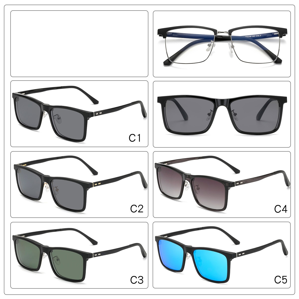(DHTJ2172)金屬框眼鏡/可拆式太陽眼鏡/時尚套鏡